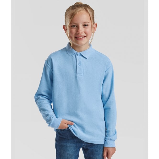 Fruit of the Loom  Kids Long Sleeve Poly/Cotton Piqué Polo Shirt
