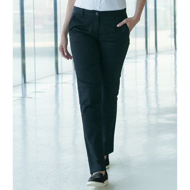 Henbury  Ladies 65/35 Flat Fronted Chino Trousers