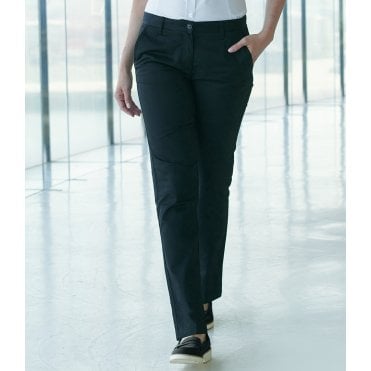 Henbury Ladies 65/35 Flat Fronted Chino Trousers