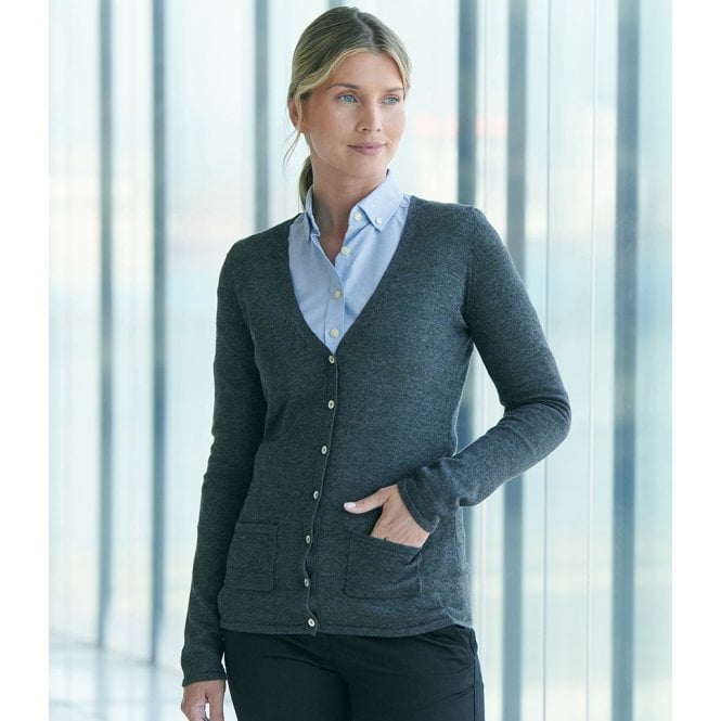 Henbury  Ladies Cotton Acrylic V Neck Cardigan