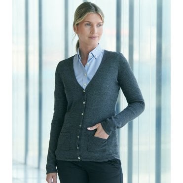 Henbury Ladies Cotton Acrylic V Neck Cardigan