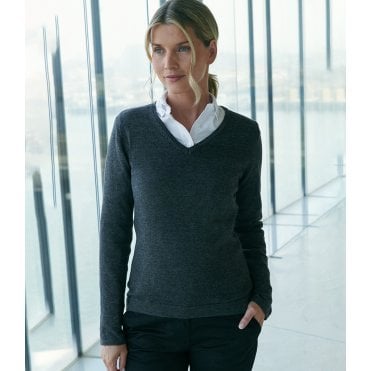 Henbury Ladies Lightweight Cotton Acrylic V Neck