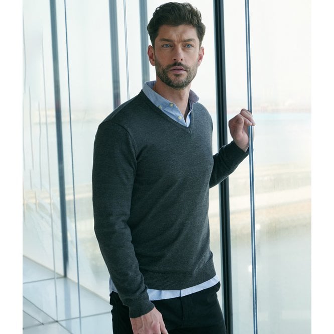 Henbury  Lightweight Cotton Acrylic V Neck Sweater