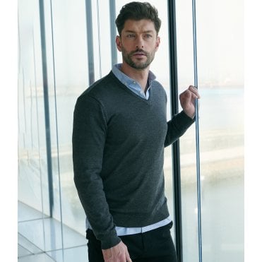 Henbury Lightweight Cotton Acrylic V Neck Sweater