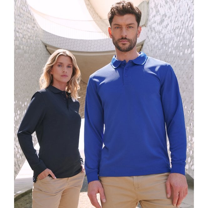 Henbury  Unisex Long Sleeve Coolplus® Piqué Polo Shirt