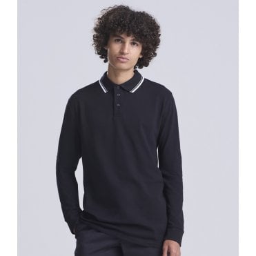AWDis Long Sleeve Tipped 100 Polo Shirt