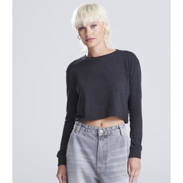AWDis Ladies Long Sleeve Cropped T-Shirt