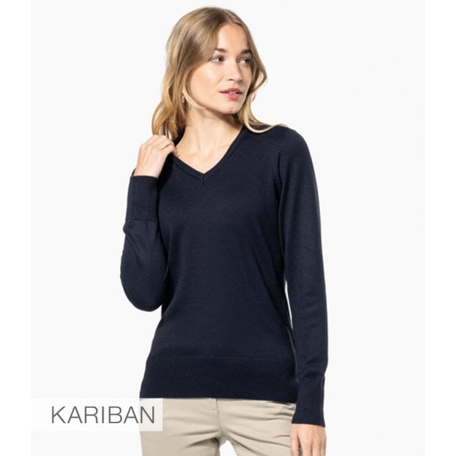 Kariban  Ladies Cotton Acrylic V Neck Sweater