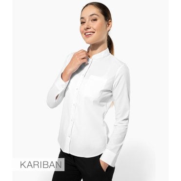 Kariban Ladies Long Sleeve Mandarin Collar Shirt