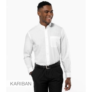 Kariban Long Sleeve Mandarin Collar Shirt