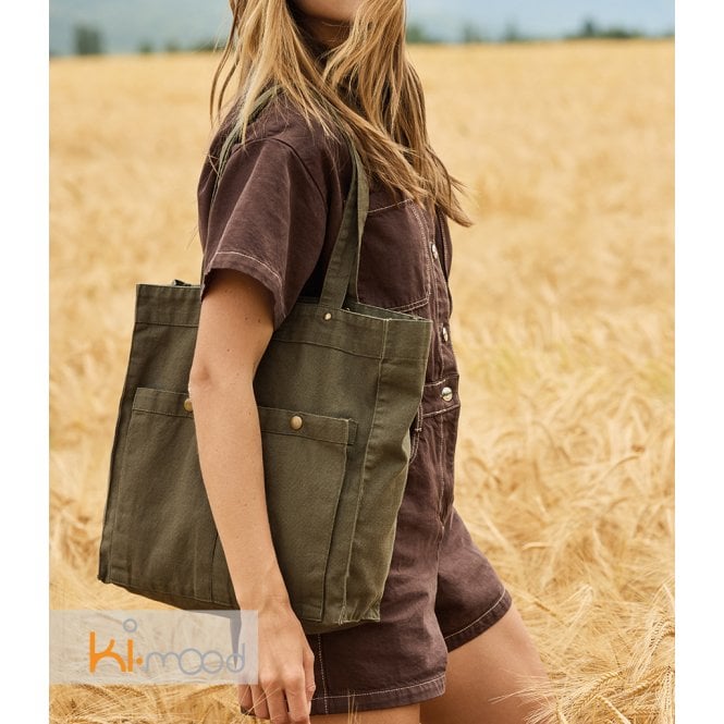 Kimood  Washed Cotton Bag with Pockets
