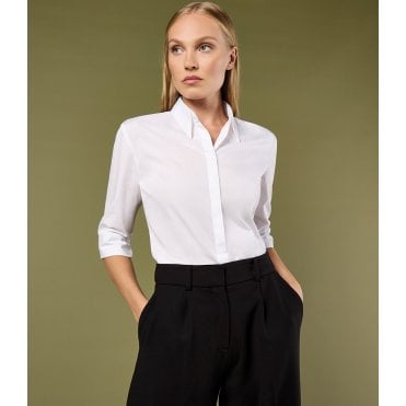 Kustom Kit Ladies 3/4 Sleeve Tailored Continental Shirt