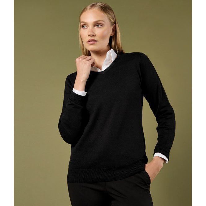 Kustom Kit  Ladies Arundel Cotton Acrylic V Neck Sweater