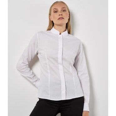 Kustom Kit Ladies Long Sleeve Tailored Mandarin Collar Shirt