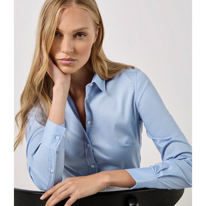 Kustom Kit  Ladies Long Sleeve Tailored Stretch Oxford Shirt