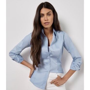 Kustom Kit Ladies Premium Long Sleeve Tailored Oxford Shirt