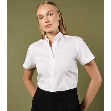 Kustom Kit Ladies Premium Short Sleeve Tailored Oxford Shirt