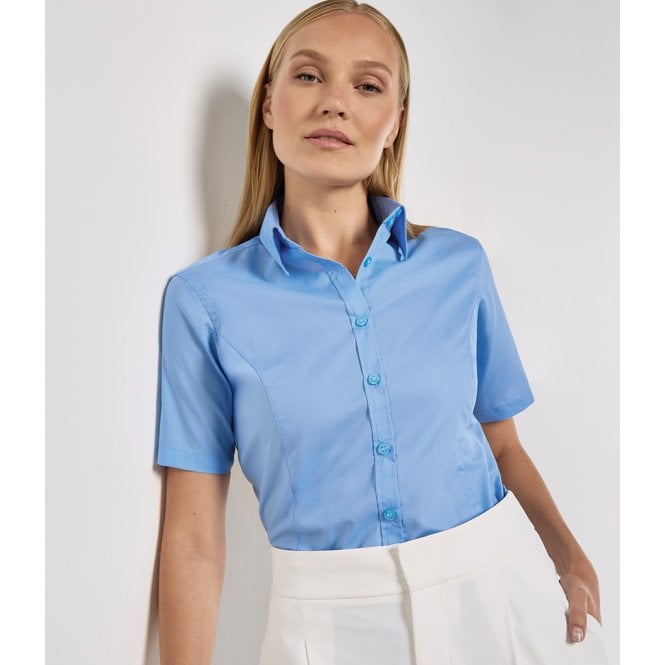 Kustom Kit  Ladies Short Sleeve Tailored Business Shirt