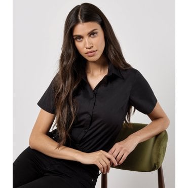 Kustom Kit Ladies Short Sleeve Tailored Poplin Shirt