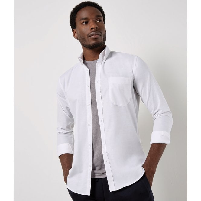 Kustom Kit  Long Sleeve Slim Fit Workwear Oxford Shirt