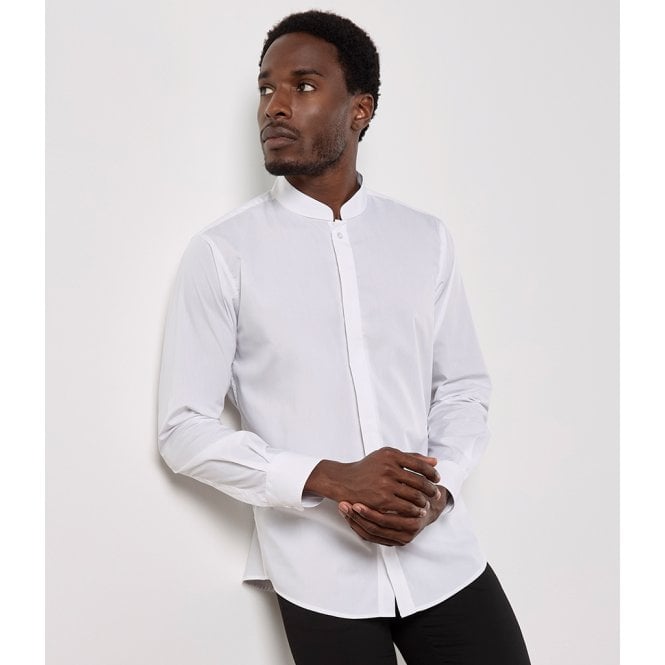 Kustom Kit  Long Sleeve Tailored Mandarin Collar Shirt