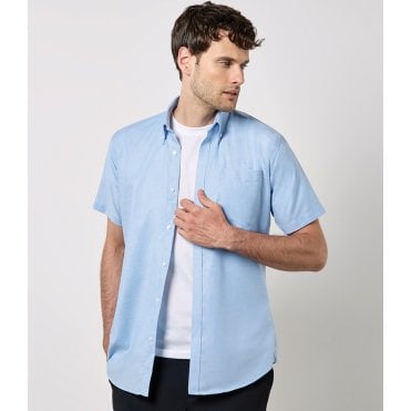 Kustom Kit Short Sleeve Slim Fit Oxford Shirt