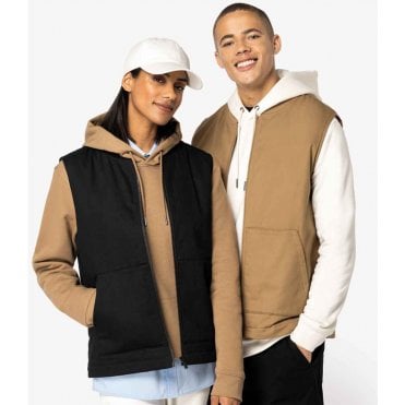 Native Spirit Unisex Twill Bodywarmer with Teddy Collar