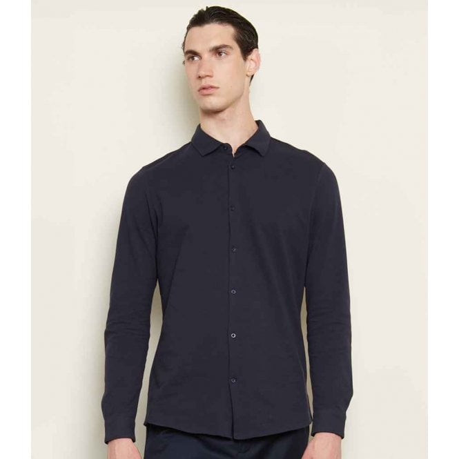 NEOBLU  Basile Organic Cotton Long Sleeve Piqué Shirt