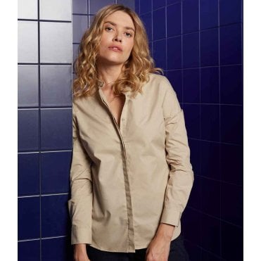 NEOBLU Ladies Bart Mao Collar Long Sleeve Poplin Shirt