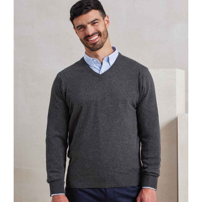 Premier  Knitted Cotton Acrylic V Neck Sweater