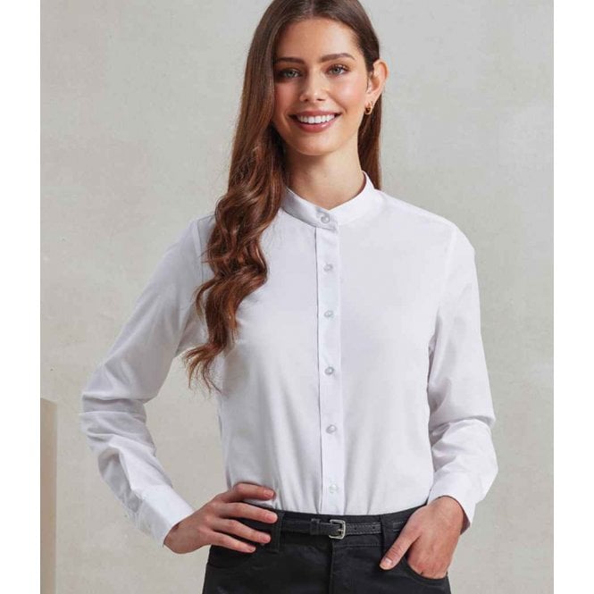 Premier  Ladies Banded Collar Grandad Shirt