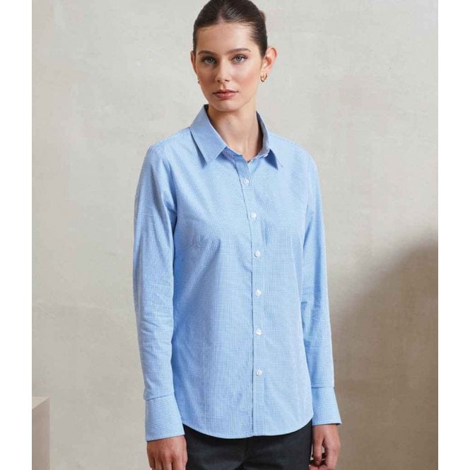 Premier  Ladies Gingham Long Sleeve Shirt