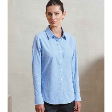 Premier Ladies Gingham Long Sleeve Shirt