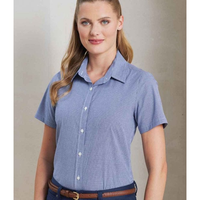 Premier  Ladies Gingham Short Sleeve Shirt