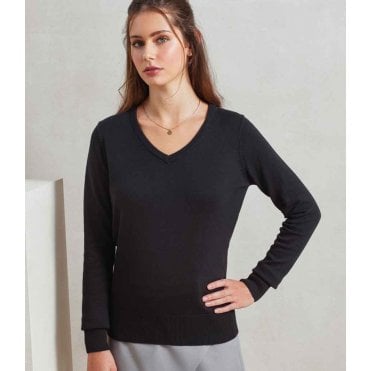 Premier Ladies Knitted Cotton Acrylic V Neck Sweater