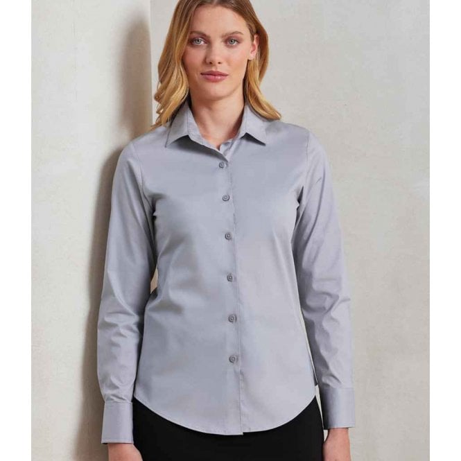 Premier  Ladies Long Sleeve Stretch Fit Poplin Shirt