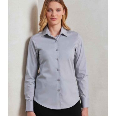 Premier Ladies Long Sleeve Stretch Fit Poplin Shirt