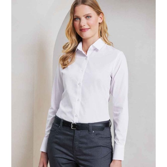 Premier  Ladies Recyclight® Long Sleeve Poplin Shirt