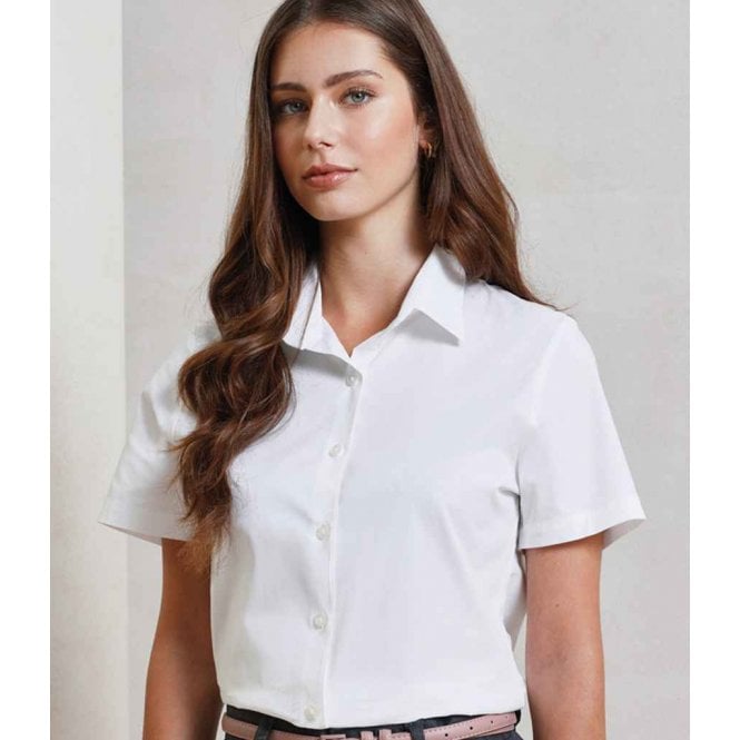 Premier  Ladies Short Sleeve Stretch Fit Poplin Shirt