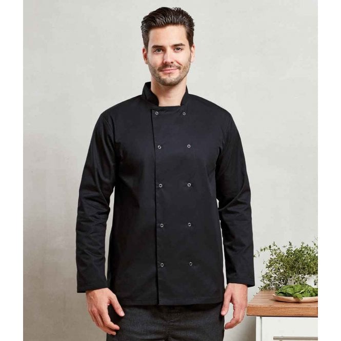Premier  Unisex Long Sleeve Stud Front Chef's Jacket