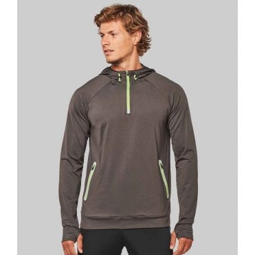Proact Zip Neck Hooded Sweatshirt