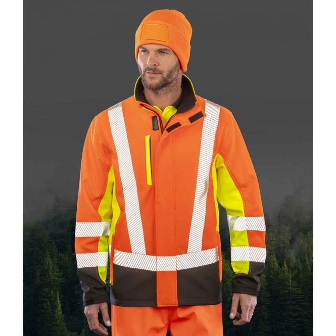 Result Recycled  Three Layer Printable 3-Tone Safety Soft Shell Jacket