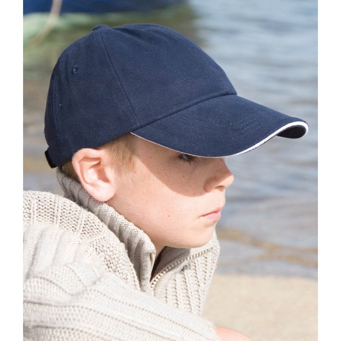 Result Headwear Result Kids Low Profile Heavy Brushed Cotton Cap with Sandwich Peak