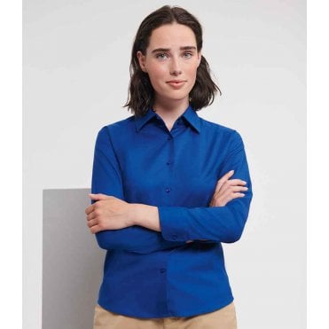 Russell Collection Ladies Long Sleeve Easy Care Oxford Shirt
