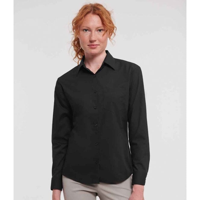 Russell Collection  Ladies Long Sleeve Easy Care Poplin Shirt