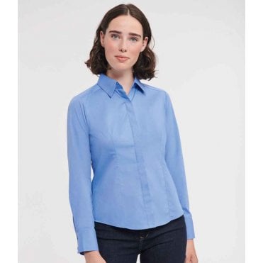 Russell Collection Ladies Long Sleeve Fitted Poplin Shirt