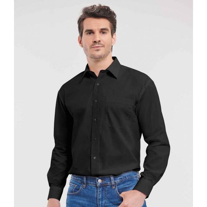 Russell Collection  Long Sleeve Easy Care Cotton Poplin Shirt