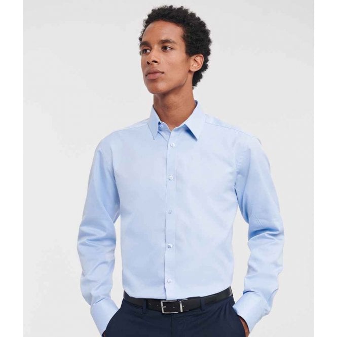 Russell Collection  Long Sleeve Herringbone Shirt