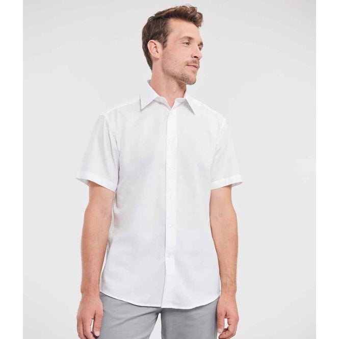 Russell Collection  Short Sleeve Tailored Oxford Shirt