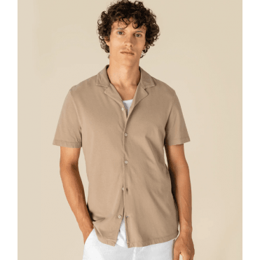 Spasso Jersey Short Sleeve Bowling Collar Shirt